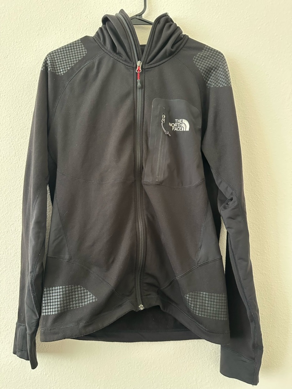 The North Face Black Jacket with Red Logo Graphics